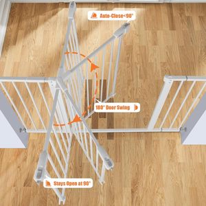 TAK Porte bébé rétractable 33 "de haut s'étend jusqu'à 55" de large Gris/Sécurité enfant Portes bébé Portes rétractables pour animaux de compagnie pour escaliers - Product Image 4
