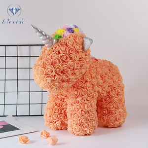 2024 gran oferta 25 Cm/40cm unicornio <span class=keywords><strong>rosa</strong></span> con caja de regalo, flor artificial, Navidad, San Valentín, boda, regalos, decoración - Product Image 5