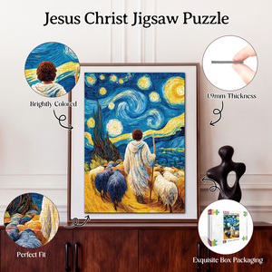 Rompecabezas religioso de Jesús Pastor de 1000 piezas, arte del cielo estrellado de Van Gogh, decoración del hogar, regalo para adultos - Product Image 3