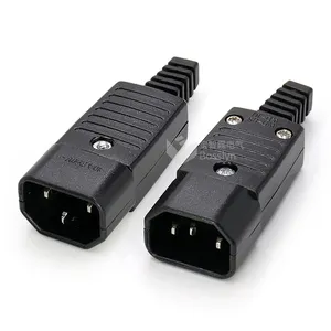 Black IEC-320 C14 Male Plug AC Power Inlet Socket Connector 250V 10A
