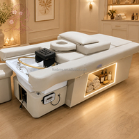 Lit de massage thaïlandais électrique de luxe avec fonction de lavage des cheveux, lit de spa pour la tête, lit de lavage des cheveux en cuir PU avec circulation d'eau et pédicure