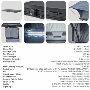Палатка-тент на крышу автомобиля (для внедорожников и пикапов) |   Двухместный двухслойный (спальный) мешок |   Автоматический быстрораскладной тент из ткани Оксфорд |   Алюминиевый сплав для 4 сезонов - Product Image 6