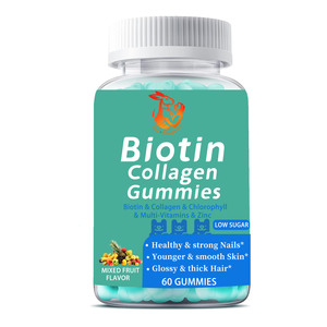 Gummies de biotine et collagène haute puissance avec chlorophylle et zinc : Améliorent l'hydratation de la peau et aident à réduire les ridules - Product Image 1