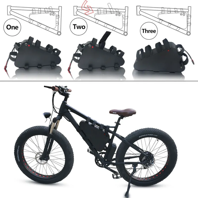 GEB High Quality Waterproof 48v 52v 20ah 28ah Triangle 18650 Lithium Battery Pack Rechargeable Bicycle Li Ion Battery for Ebike