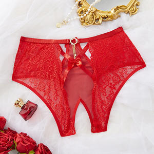 Nuevo Modelo de Lencería Sexy para Mujer, Bragas de Encaje con Abertura en la Entrepierna, con Lazos, Transparentes, con Diseño Hueco, Color Negro - Product Image 3