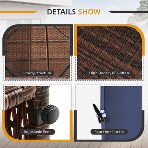 أثاث خارجي من مصنع متخصص، طقم من 3 قطع من الراتان الصناعي للحدائق وجانب حمام السباحة والشرفة والفناء - Product Image 3