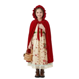 Disfraz de <span class=keywords><strong>Caperucita</strong></span> <span class=keywords><strong>Roja</strong></span> para Niños, Tallas S-XL, Estilo Retro con Estampado Floral, Conjunto de Vestido y Capa para Halloween - Product Image 1