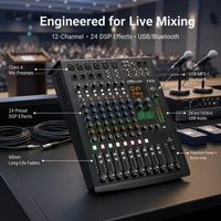 Console de mixage audio 12 canaux, table de mixage analogique avec enregistrement USB, effets DSP pour salle de conférence, scène