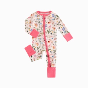 Miozing - Mameluco <span class=keywords><strong>de</strong></span> Bambú Orgánico con Estampado Floral y Doble Cremallera <span class=keywords><strong>para</strong></span> Bebés Niñas <span class=keywords><strong>de</strong></span> 12 a 18 <span class=keywords><strong>Meses</strong></span>, Ropa Ligera <span class=keywords><strong>de</strong></span> Verano - Product Image 2