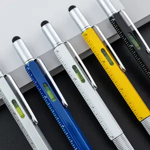 Multifunctional Tool Metal Screwdriver Ballpoint Pen With Phillips Level Scale Touch Screen