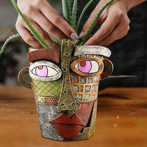 Pots de fleurs originaux en forme de tête drôle et colorée pour la décoration de jardin extérieur et la décoration artistique intérieure - Product Image 2