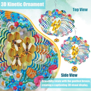 EnchGarden Molinetes de Viento de Abeja para Jardín y Patio, Escultura Cinética de Metal 3D Colgante de 12 Pulgadas - Product Image 4