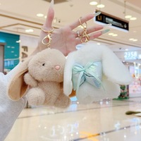 Porte-clés en peluche lapin de dessin animé, adorable poupée en peluche lapin, ornement à suspendre pour sac, pendentif pour sac d'école pour enfants, cadeau de festival, vente en gros