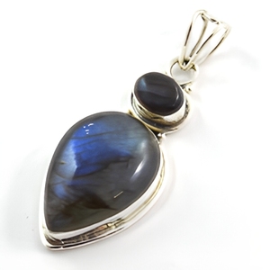 Natural Labradorite 925 Sterling Silver Teardrop Pendant Blue Flash Gemstone Bezel Set Elegant Handmade Jewelry For Women - Product Image 1