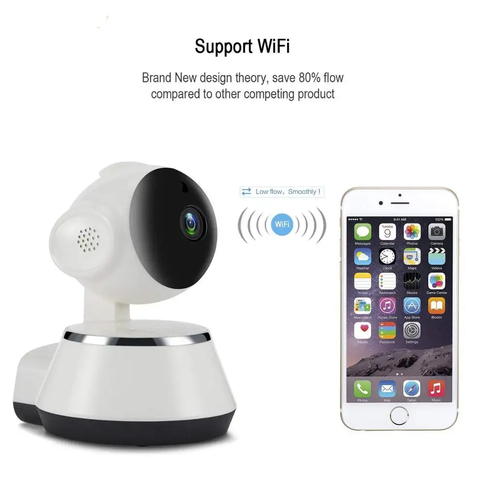 V380 APP Pan Tilt Wireless IP Camera Wifi 720P HD Home P2P Security Surveillance Two-Way Audio TF Card Slot Supports