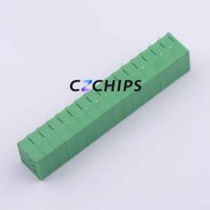 DB241R-5.0-16P-GN Spring Terminal Block Bent Lead Through Hole,P=5mm Connector 1x16P 2.54mm Green 16P - Product Image 2