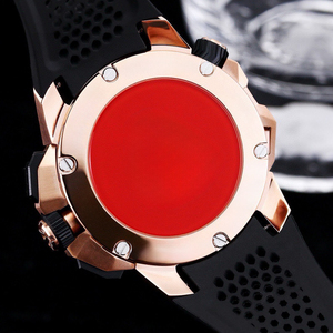 Montre de sport haut de gamme personnalisée en or rose vibrant, chronographe squelette vert, bracelet en caoutchouc blanc, montre-bracelet de luxe pour homme - Product Image 5