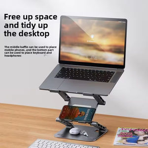 Heightening Heat Dissipation Carbon Steel Three Layer Laptop <b>Tablet</b> <b>Stand</b> Adjustable Foldable Portable Holder - Product Image 3