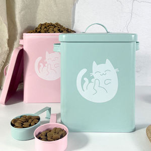 Boîte de stockage de friandises hermétique pour chiens avec cuillère Emballage alimentaire en métal galvanisé de haute qualité Rectangle Stocked <span class=keywords><strong>Pet</strong></span> <span class=keywords><strong>Food</strong></span> Container - Product Image 5