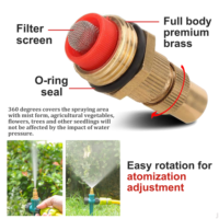 Buse d'atomisation réglable en laiton de 1/2 pouce avec filtre pour système d'irrigation agricole, aménagement paysager, serre et verger