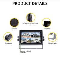 OEM/ODM Moniteur de voiture 7 pouces à écran quadruple, compatible PAL/NTSC, grand angle de vision RGB, caméra de recul rabattable, fourni par l'usine