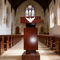 Ensemble d'autel et de pupitre d'église en bois de pin sculpté à la main, mobilier d'église pour séminaires et écoles théologiques