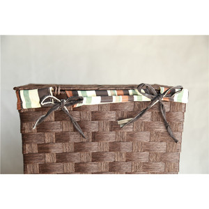Square <b>Wicker</b> <b>Laundry</b> <b>Basket</b> With Striped Liner Eco-Friendly Storage Organizer For Clothing - Product Image 5