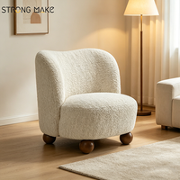 Fauteuil individuel de détente sur mesure en gros, chaise de salon luxueuse avec pieds en bois, style bouclé, pour hôtel et maison