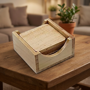Sous-verres décoratifs en bois écologiques de style bohème, multi-tailles, pour café, thé, vin, réutilisables, pour bureau, hôtel, bar, tapis de table - Product Image 1