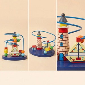 Jouet pour tout-petits en bois Montessori sur le thème du <span class=keywords><strong>phare</strong></span>, labyrinthe <span class=keywords><strong>de</strong></span> perles en fil métallique, éducatif et sûr, personnalisable - Product Image 2