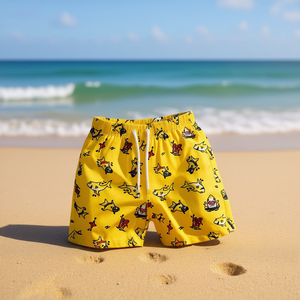 Costume da bagno Buonic Kids con stampa squalo giallo, taglia 4 6 8 10 12, pantaloncini estivi per ragazzi - Product Image 1