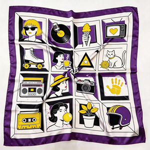 シルクスカーフ70 * 70cmプリントサテンスクエアカスタム春夏模造シルクスカーフ女性用 - Product Image 2