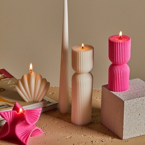 Cylindrical Striped Silicone Candle Mold Irregular Shape DIY Candle Molds Plaster <b>Ornament</b> Mold - Product Image 4