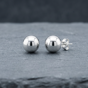 Pendientes de Bola Lisos de Plata de Ley 925 Minimalistas [dia. 10.0 mm] - Product Image 3