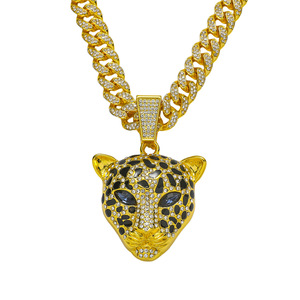 สร้อยคอจี้รูปหัวเสือดาวสไตล์ฮิปฮอป ดีไซน์ใหม่ โดดเด่นไม่ซ้ำใคร สร้อยคอโลหะผสมสำหรับผู้ชาย เครื่องประดับแฟชั่นทันสมัย ขายส่ง - Product Image 6