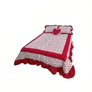 Couette Reyna avec housse, taille simple, motif cœur, literie en coton, usage domestique, toutes saisons, style classique - Product Image 1