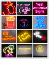 Lumières LED néon en silicone flexibles personnalisables, expédiées gratuitement en 48h, thème Joyeux Anniversaire Pizza, indice de protection IP65, utilisation intérieure/extérieure