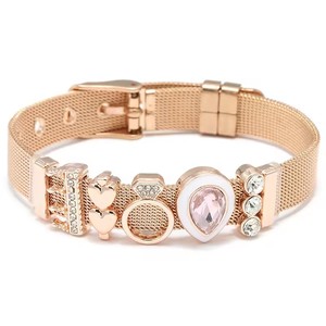 Bracelet en argent 925 original avec logo Couronne, perle en forme de cœur, bracelet en maille, bijoux fins pour femmes, cadeau - Product Image 5