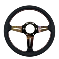 Universel 14 pouces Super Fiber cuir bleu et doré galvanoplastie support dérive Sport voiture volant avec klaxon
