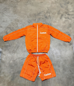 Conjunto Deportivo para Hombre al por Mayor, 2 Piezas, Chaqueta con Cremallera y Pantalones Cortos Deportivos, Ropa Deportiva con Logotipo Personalizado, Atuendo Informal Ligero - Product Image 3