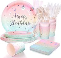 Ensemble de vaisselle jetable personnalisée Articles de fête Assiettes Tasses Serviettes Ensembles pour fête d'anniversaire pour enfants