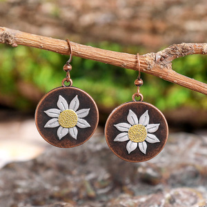 Boucles d'oreilles pendantes en alliage de cuivre plaqué bronze antique, style vintage pour femmes - Product Image 4