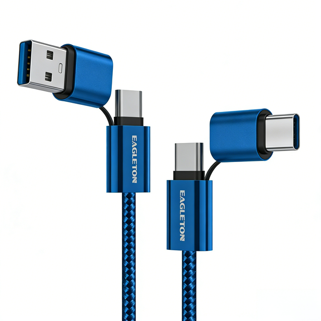 4-in-1 Multi-functional 100W Fast Charging Cable Durable Nylon Braided USB-A/USB-C to Type-C/8Pin Data Sync Cord USB Cable