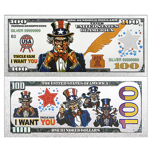 Billet de banque double face en feuille d'argent Uncle Sam 100 USD, pièce de collection patriotique américaine, cadeau pour les collectionneurs de souvenirs de la guerre, les collectionneurs d'art et les occasions spéciales - Product Image 5