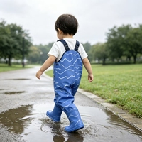Pantalon de pluie à bretelles, Salopette de pluie, Pantalon à bretelles pour enfants, Pantalon de pluie imperméable pour tout-petits, Pantalon de pluie à bretelles en PU