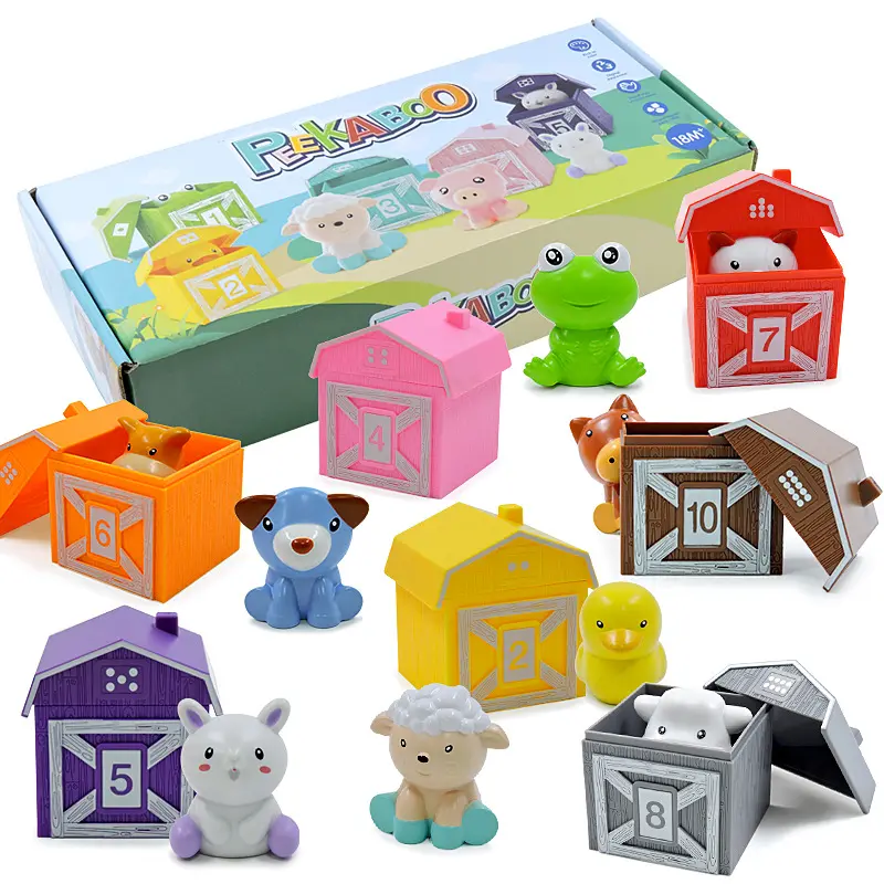 PT Custom Kids Lernspiel zeug Nutztier Finger puppen & Scheunen spielzeug für Kinder, Montessori, Zählen, Matching & Farb sortieren