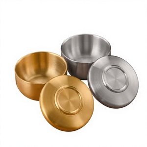 Vente en gros de bols coréens en acier inoxydable 304 <span class=keywords><strong>doré</strong></span> avec couvercle, bol à riz, bol à soupe, anti-chute, bol à <span class=keywords><strong>salade</strong></span> coréen - Product Image 6