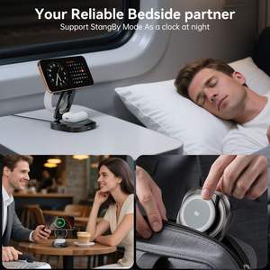 Cargador inalámbrico de 25W, estación de carga de aleación de zinc metálica, certificado CE FCC, base de carga rápida 3 en 1 para iPhone, iWatch y AirPods. - Product Image 4