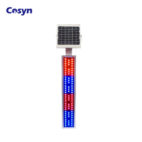 Luz de Señalización de Tráfico LED Intermitente de Doble Cara Roja y Azul, Baliza Estroboscópica, Lámpara de Advertencia Solar