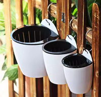 Pot Bunga Anggrek Self Watering Plastik PP Gaya Pedesaan untuk Dalam & Luar Ruangan, Pot Vertikal untuk Dinding & Jendela